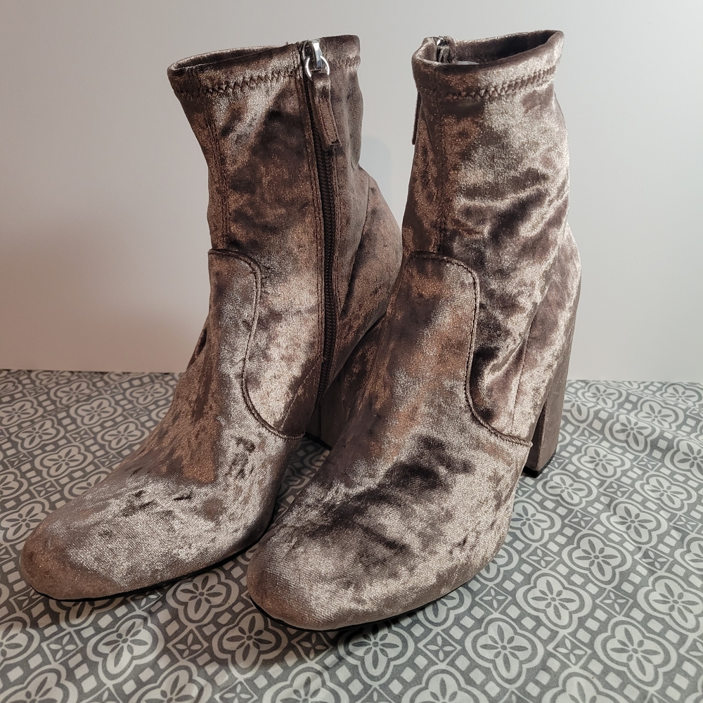 Steve Madden Velvet Heeled Boots in Taupe. These are SO nice!